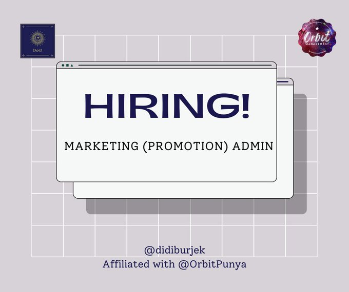 OrbitPunya's tweet photo. [HELP RT]

Hello, we're looking for a marketing administrator for our agency. Here's the regulations:
1. Not affiliated with any agency, nor manager of a talent.
2. Capable of working in team.
3. Good attitude &amp; communication.

--------------------------------------------- https://t.co/fxh9TRW8za
