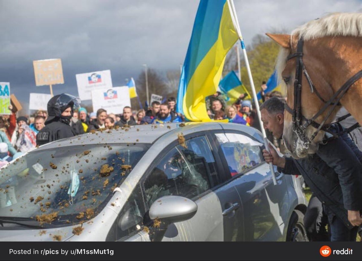 У німецькому Гановері акцію на підтримку Росії закидали гімном