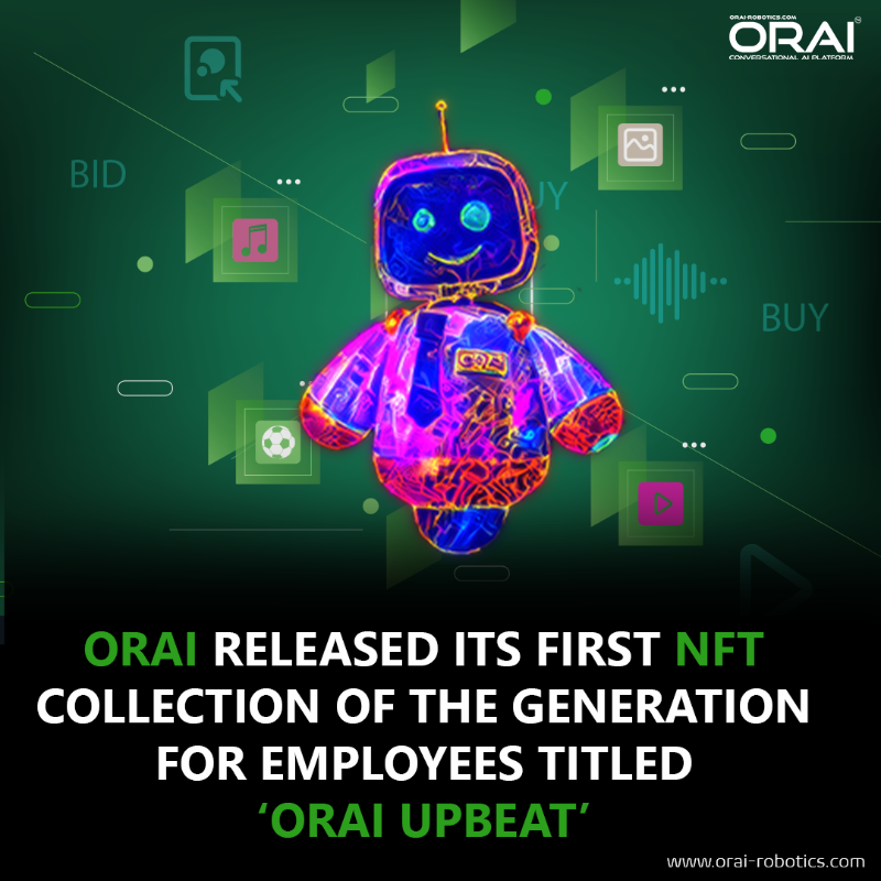 ORAIRobotics's tweet photo. ORAI has gifted #NonFungibleTokens as a reward to its entire workforce consisting of over 50 employees. Employees can either store, auction or sell the #NFTs back to the employer. 

We are India’s first-ever company to give away corporate NFTs to employees.

#ORAIUPBEAT #ORAI