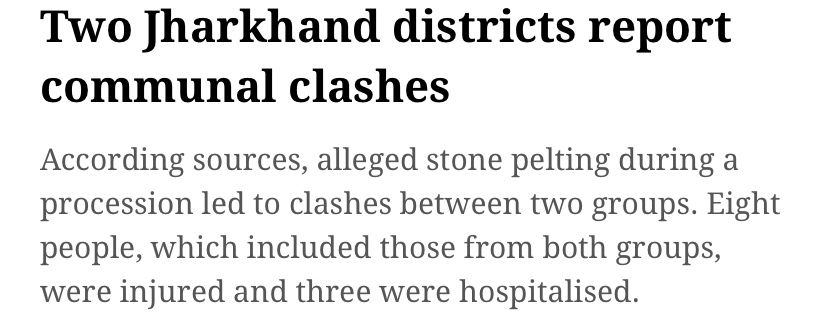 Multiple reports + videos indicate that one persistent trigger for this latest wave of violence was Ram Navami processions playing provocative music/raising slogans while passing through Muslim areas. And yet, 'clashes'.