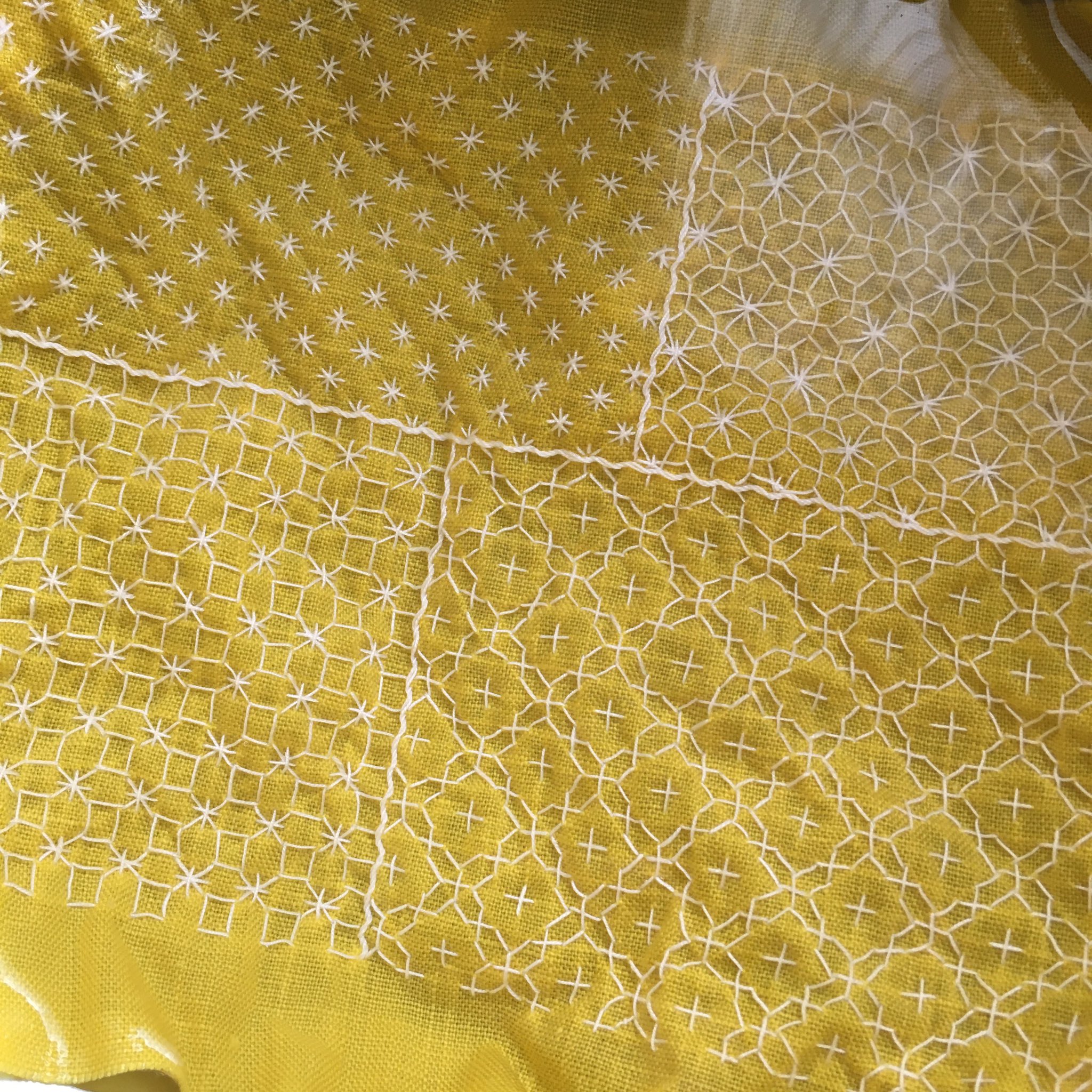 Sashikonami 刺し終わった布を水の中へ 黄色い布に白糸 刺し子 手芸 ハンドメイド T Co Meexgfbw9j Twitter