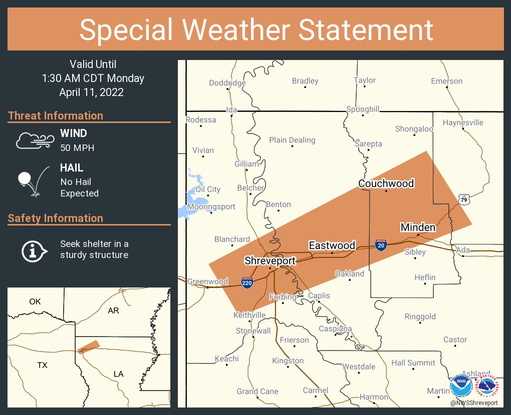 NWS Shreveport on Twitter "A special weather statement has been issued