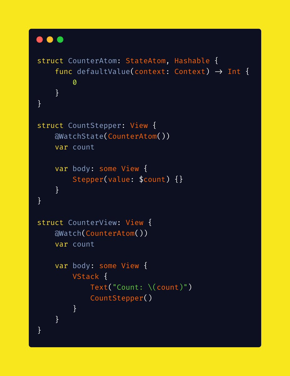 🎉 I'm pleased to announce a new library The Atomic Architecture that facilitates state sharing and data caching!

It's a new type of architecture for SwiftUI x Concurrency inspired by React-Recoil and Flutter-Riverpod.

github.com/ra1028/swiftui…

#swiftlang #swiftui #iosdev