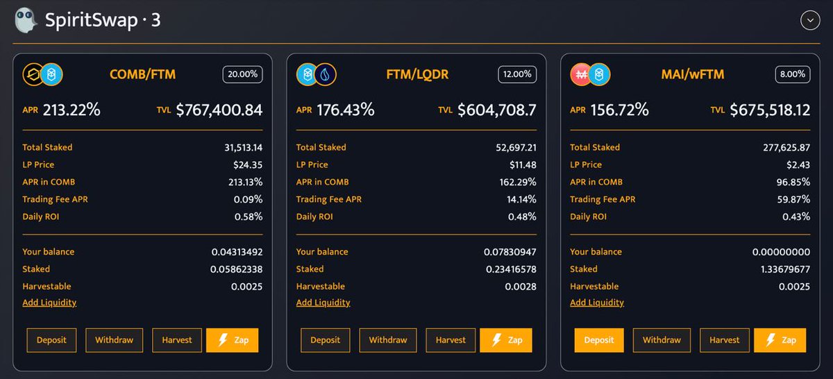 TONDailyTK's tweet photo. 📢@combfinancial is now offering attractive $COMB APR with their farming pools from various #DEX in #Fantom

Besides, users can now lock $COMB in return of zCOMB to hop in the revenue-sharing vault and earn high yields🤑

Let's grab this deal👇
https://t.co/8NLU6EtBxY

#FTM $COMB https://t.co/HFE3Sna8FR