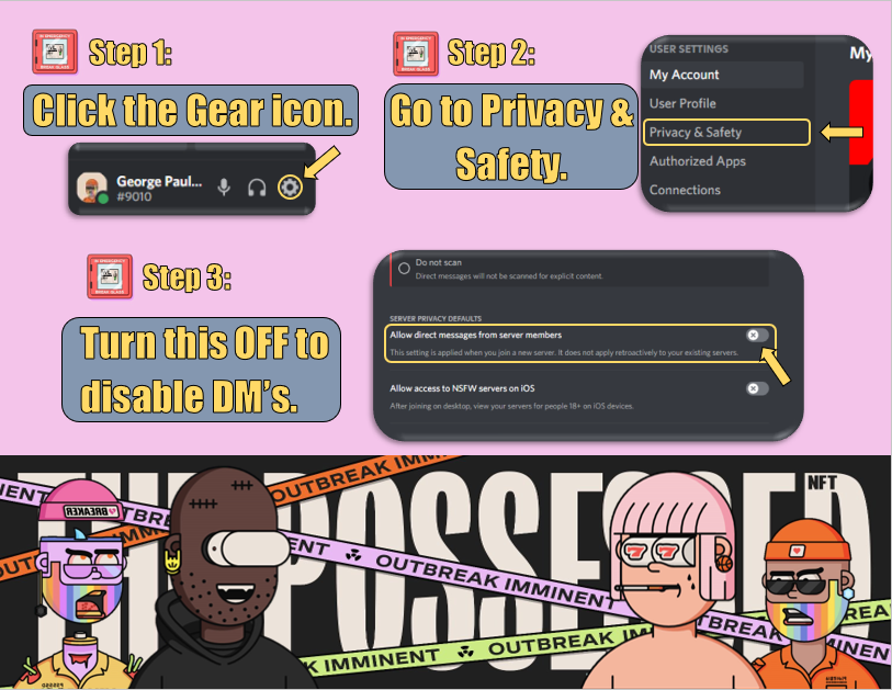 GeorgePaulNFT1's tweet photo. Sharing this infographic to all my fellow @ThePossessedNFT  frens out here in twitter. The project had gotten the attention of scammers and for sure they are starting to make their move in Discord DM by now. Hope everyone in the community stays safe! Keep getting #possessed ✅ https://t.co/4UPTd3s0xG