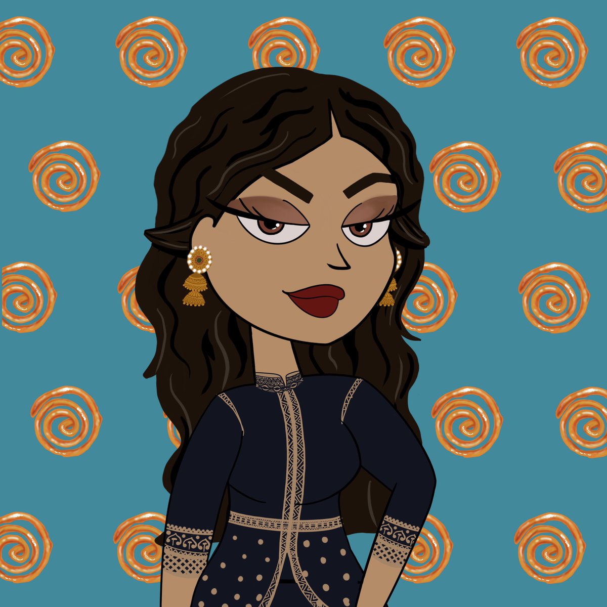 BrownBaddiesNFT's tweet photo. 🔸Jalebi babyyyyy🔸
One of our rare food backgrounds with a rare curvy baddie 🥵🥵 #jalebi #southasianart #womeninnfts #browngirl #RepresentationMatters https://t.co/LqBhGl2ZZo
