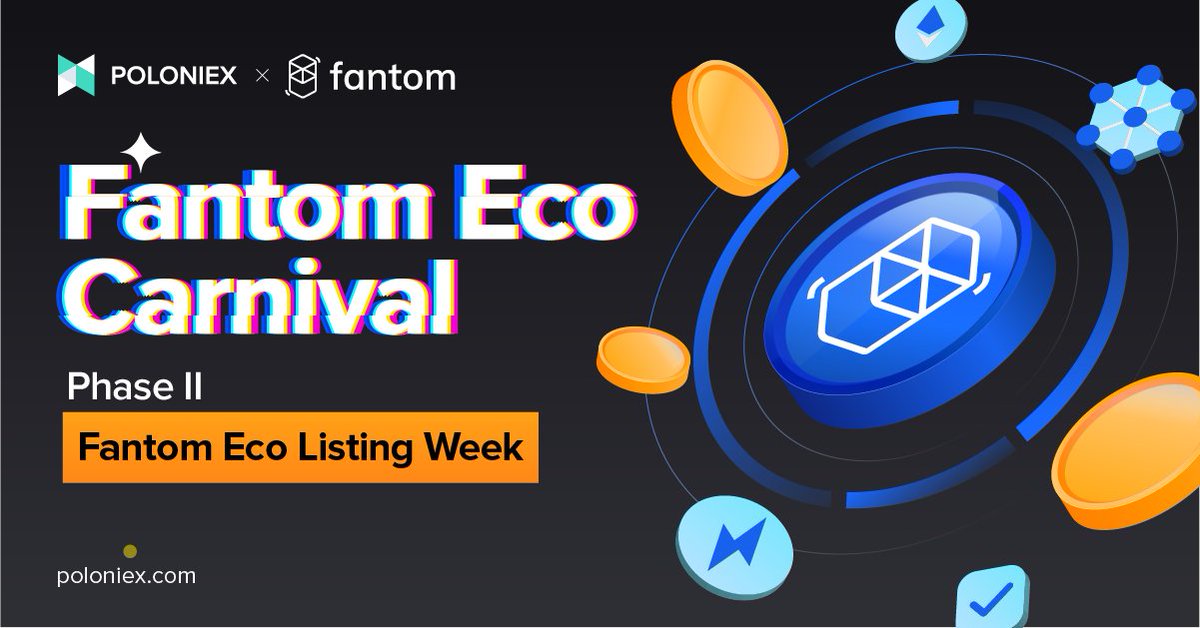 Poloniex's tweet photo. Fantom Eco Carnival Phase II
#Fantom Eco Listing Week 🚀

1⃣️Tag 3 friends to follow @Poloniex 
2⃣️Predict 2 Fantom eco projects that will be listed on #Poloniex soon in comment 👇and tag their official Twitter

20 winners will be picked to split $200
Ends: April 15th https://t.co/dYnlhn3f1k