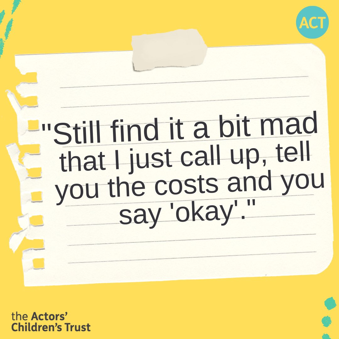 If you’re an actor with children & you’re worried about paying for food or bills, please know that ACT is here! We can offer crisis grants of up to £500 p/month ~ as a one-off or for 3-6 months. Our grants never have 2 be paid back. 📞 02076367868 📧 robert@actorschildren.org