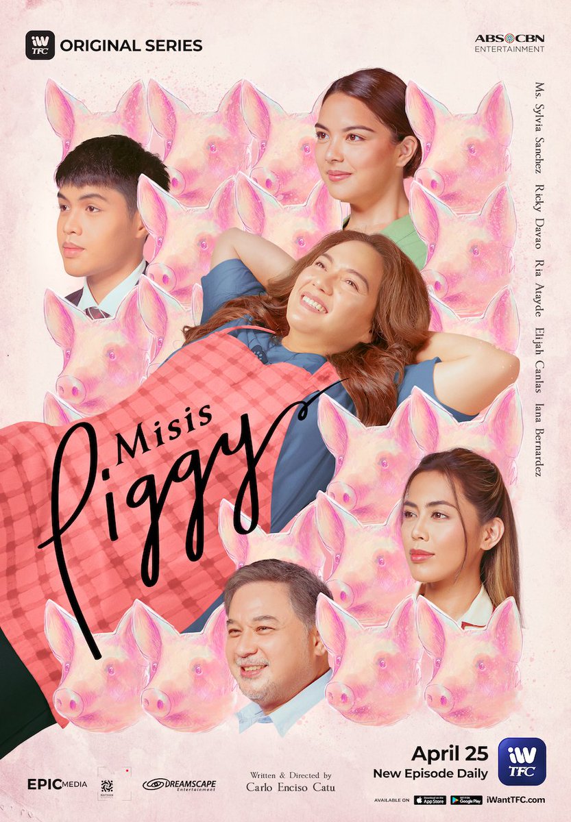 Official poster “Misis Piggy” 🐷

Let’s send all our love and gratitude sa ating mga nanay! 🧡

An iWantTFC Original series starring Ria Atayde, Ricky Davao, Elijah Canlas, Iana Bernardez, and Ms. Sylvia Sanchez and directed by Carlo Catu. Streaming this April 25.