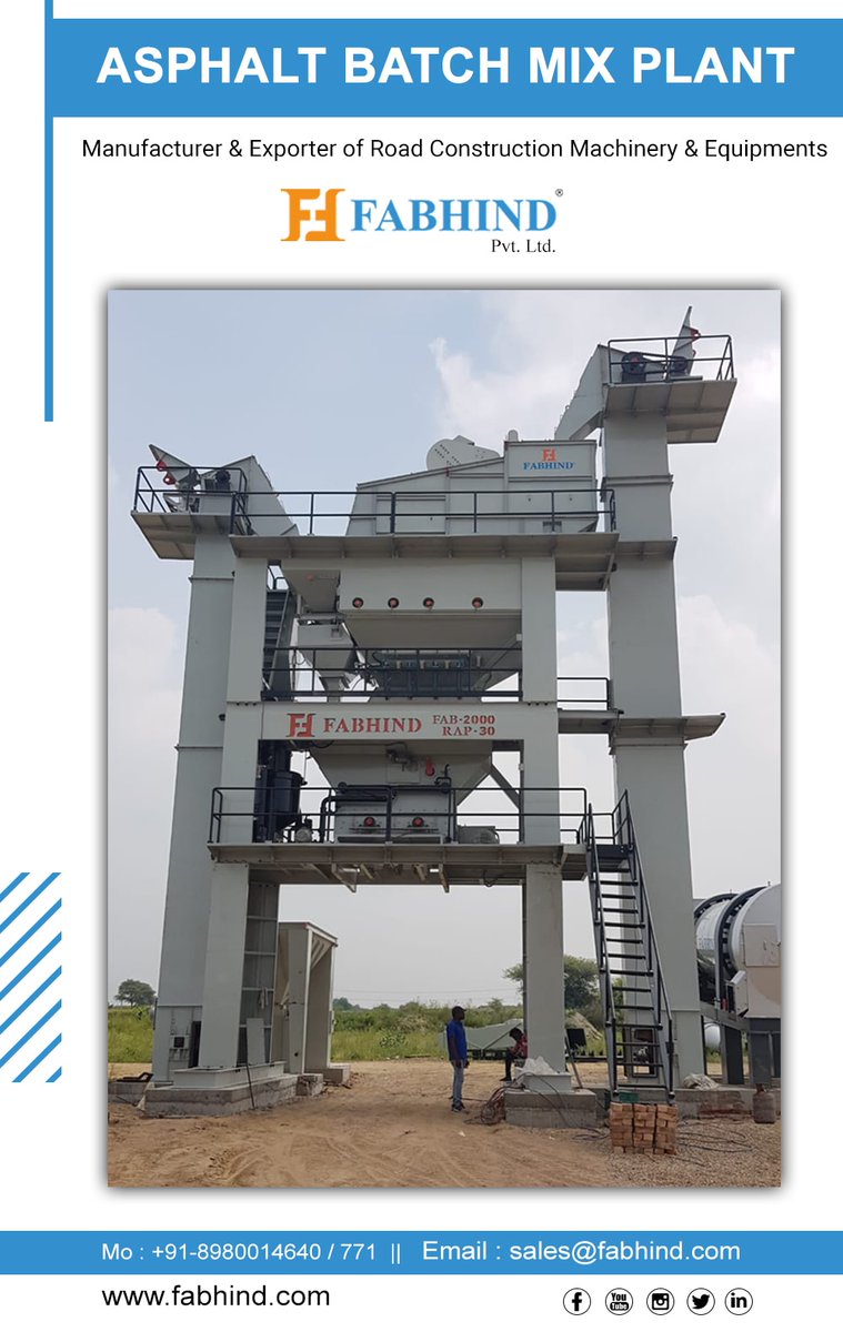 FabHind's tweet photo. Asphalt Batch Mix Plant
#WetMixPlant #SensorPaver #AsphaltDrumMixPlant #Haryana #Punjab #Maharashtra #Nashik #mumbai 
For more inquiry
Visit our website : https://t.co/oAzpUpYUTD
Call us : +91 89800 14640 / 771
Email us : sales@fabhind.com https://t.co/i3EdhkAgSk