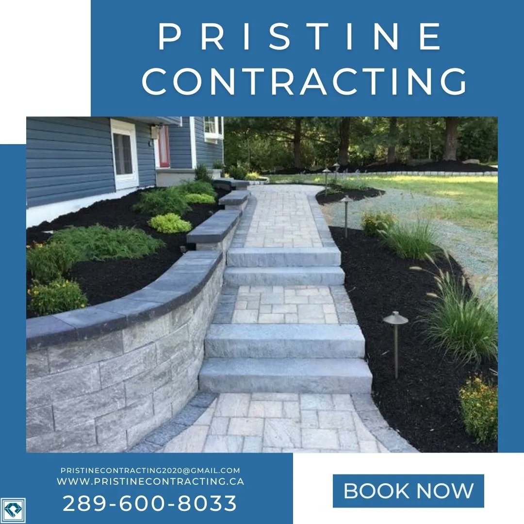 pristinecontr's tweet photo. When it comes to your house, trust #PristineContracting to create your dream front entryway. Give us a call for a free, experienced and trusted quote at 289-600-8033. #flagstonedesign #pavers #flagstone #hardscape #oshawa #concrete #flagstonesteps #landscape #landscaping #blocks https://t.co/4kJ2qDr800