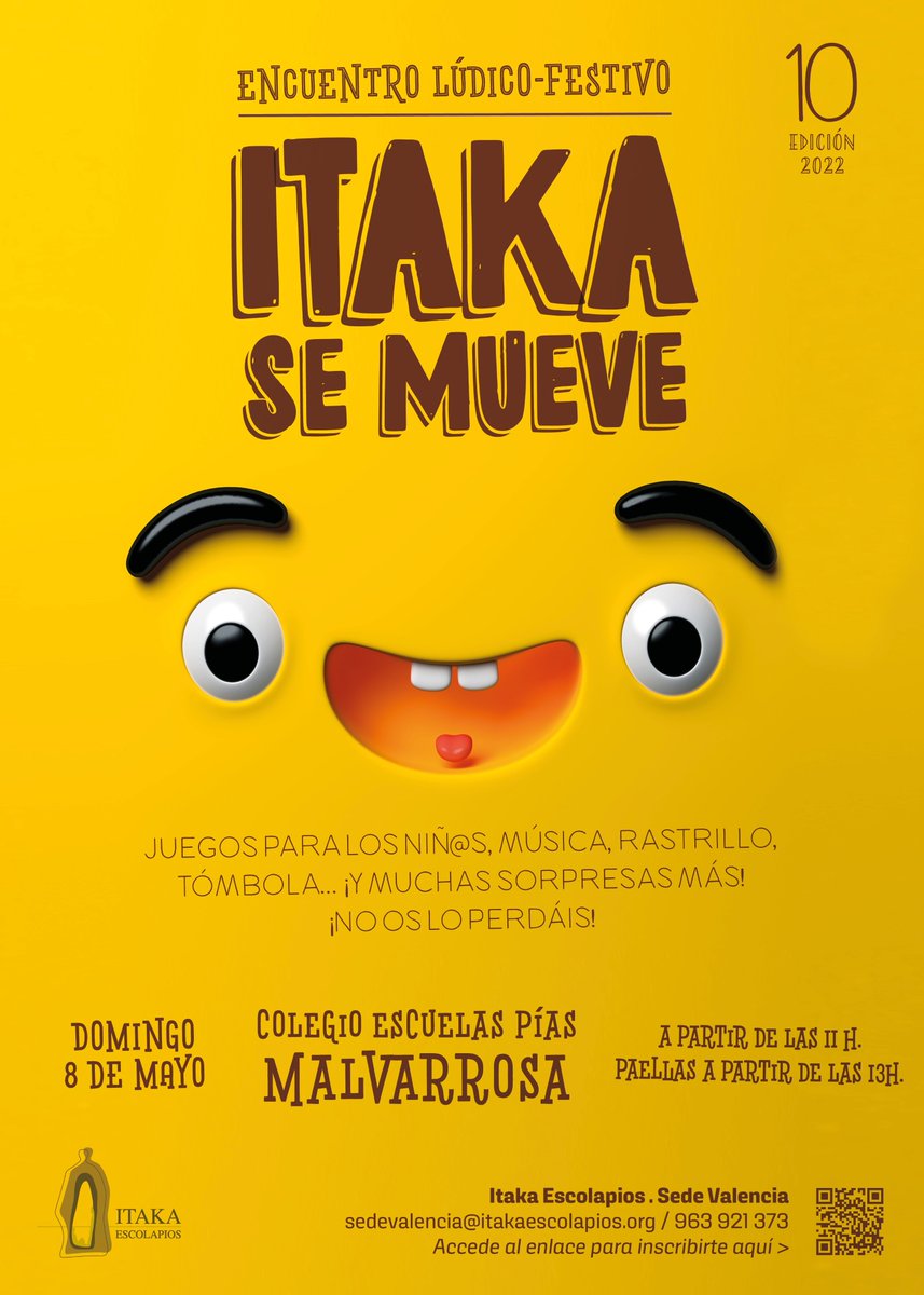 VUELVE ITAKA SE MUEVE... y llegamos a la 10ª EDICIÓN!!!
Será el domingo 8 de mayo a partir de las 11h en el <a href="/EPiasMalvarrosa/">E. Pías Malvarrosa</a> .Paellas, actividades, rastrillo, música, muy buen rollo y ganas de encontrarnos de nuevo! 
Ya podéis inscribiros!
forms.gle/Hk3SDJYF38XQjb…

¡Os esperamos!