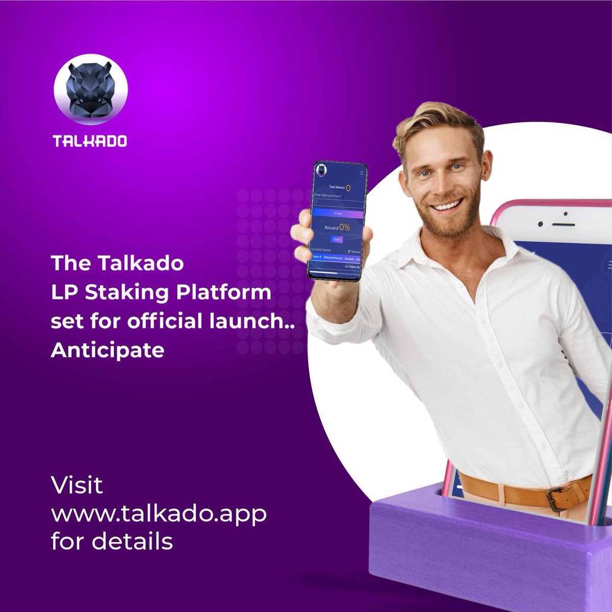 TalkadoF's tweet photo. #TalkadoLPStaking is coming with a bang!!! 💥💥💥

🚀The longer you stake, the higher the rewards 💰💰

✅ Launch Date: 12th APRIL 2022

📮FOR MORE INFORMATION KINDLY VISIT OUR LP STAKING WEBSITE 
👇👇👇👇👇👇
https://t.co/92zuaKzLi6

#StakingRewards
#Staking 
LFG!!! 🚀🚀🚀 https://t.co/DzWCRAEHz9