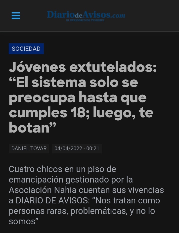 <a href="/DeFaycan/">Asociación Juvenil Jóvenes De Faycan!!</a> ha tenido la oportunidad de ser entrevistados a la mano de Daniel Tovar, entrevistador de <a href="/diariodeavisos/">Diario de Avisos</a>.
Les dejamos el link 
diariodeavisos.elespanol.com/2022/04/jovene…