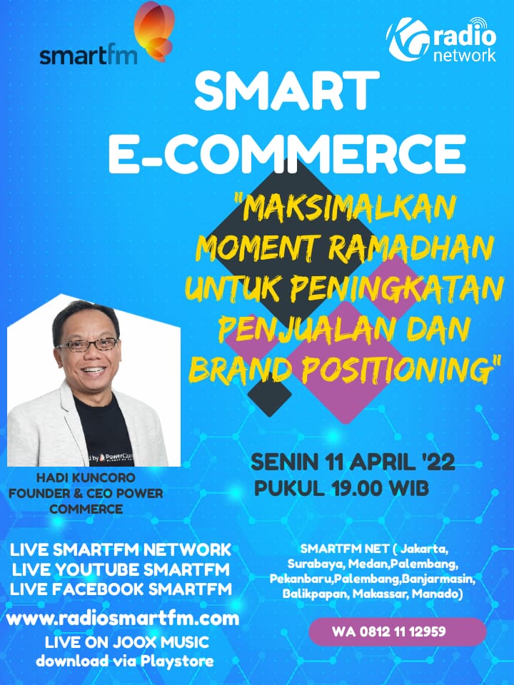 RadioSmartFM's tweet image. Mari bergabung, malam ini

📅 Senin 11 April 2022
🕑 19.00 - 20.00 WIB
📻95.9fm
▶️ YouTube Radio Smartfm
Aplikasi Joox/smart jakarta
📲 WA interaksi 08121112959

#SmartEcommerce
#Strategi
#Penjualan
#BrandPositioning
#Edagang
#RadioTalk
#SmartfmJakarta
#KGRadioNetWork
#SmartfmNet