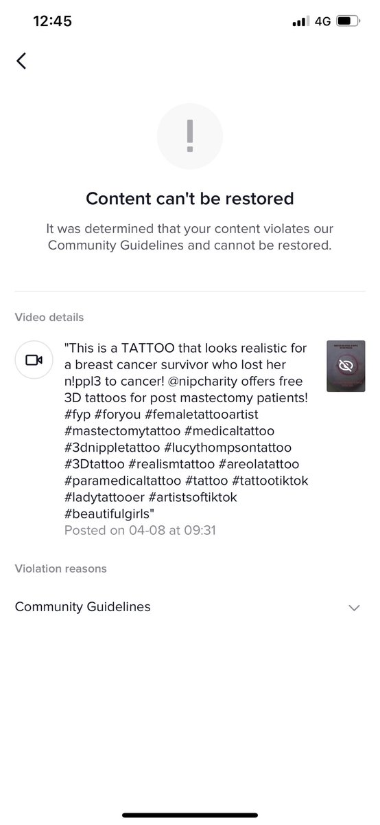 Lucy Thompson (@lucy_nipple) on Twitter photo Lovely work <a href="/TikTokSupport/">TikTokSupport</a> <a href="/tiktok_uk/">TikTok UK</a> <a href="/tiktokcreators/">TikTok Creators</a> it’s clearly labelled as a realistic tattoo for a breast cancer survivor.
Madness
<a href="/nipcharity/">Nipple Innovation Project</a> Lovely work <a href="/TikTokSupport/">TikTokSupport</a> <a href="/tiktok_uk/">TikTok UK</a> <a href="/tiktokcreators/">TikTok Creators</a> it’s clearly labelled as a realistic tattoo for a breast cancer survivor.
Madness
<a href="/nipcharity/">Nipple Innovation Project</a>
