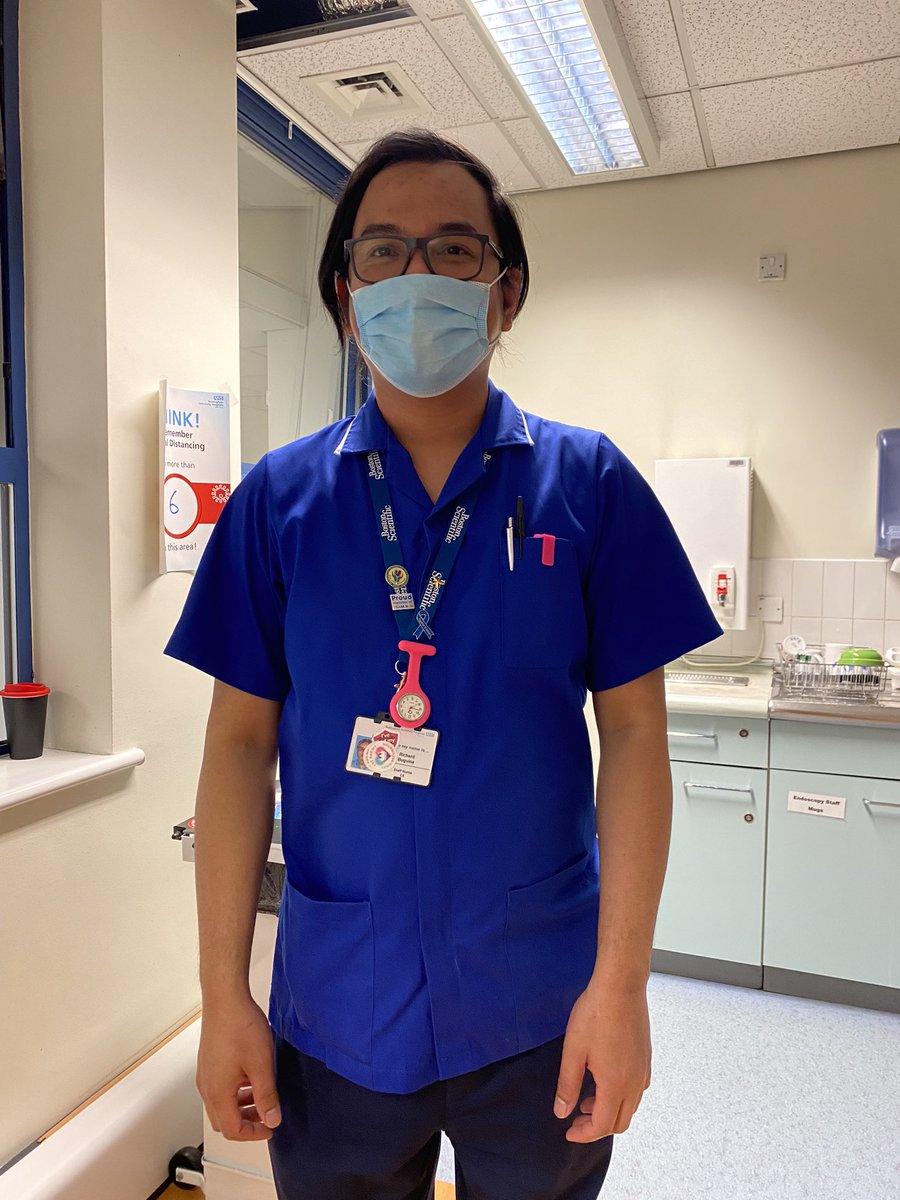 billyhunter0809's tweet photo. Looking good Richard. First day in your new Band 6 Uniform. I am sure that everyone across @nuhendoscopy will join me congratulating you. @LisaFlint18 @CleggAndrea @NUHSurgery @nottmhospitals https://t.co/n5wSMxMmT6