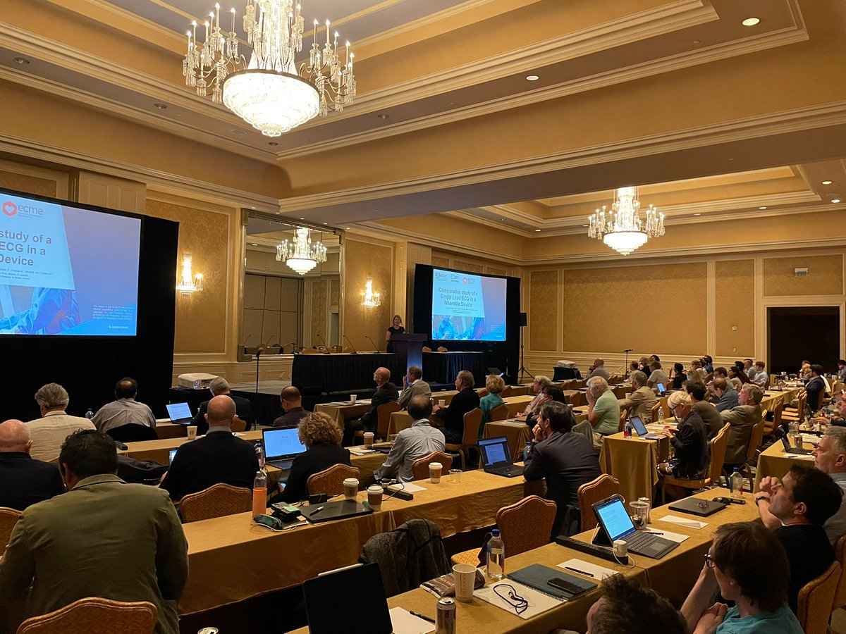 ECMedEng's tweet photo. On day two of the @the_isce conference more of our local NI tech companies took to the presentation stage including @bsecurtech. Below are Rebecca Funston and Austin Gibbs from @bsecurtech, while later the conference listen's to Rebecca's talk on wearable ECG devices.
@SEUPB https://t.co/ag4wetiVju