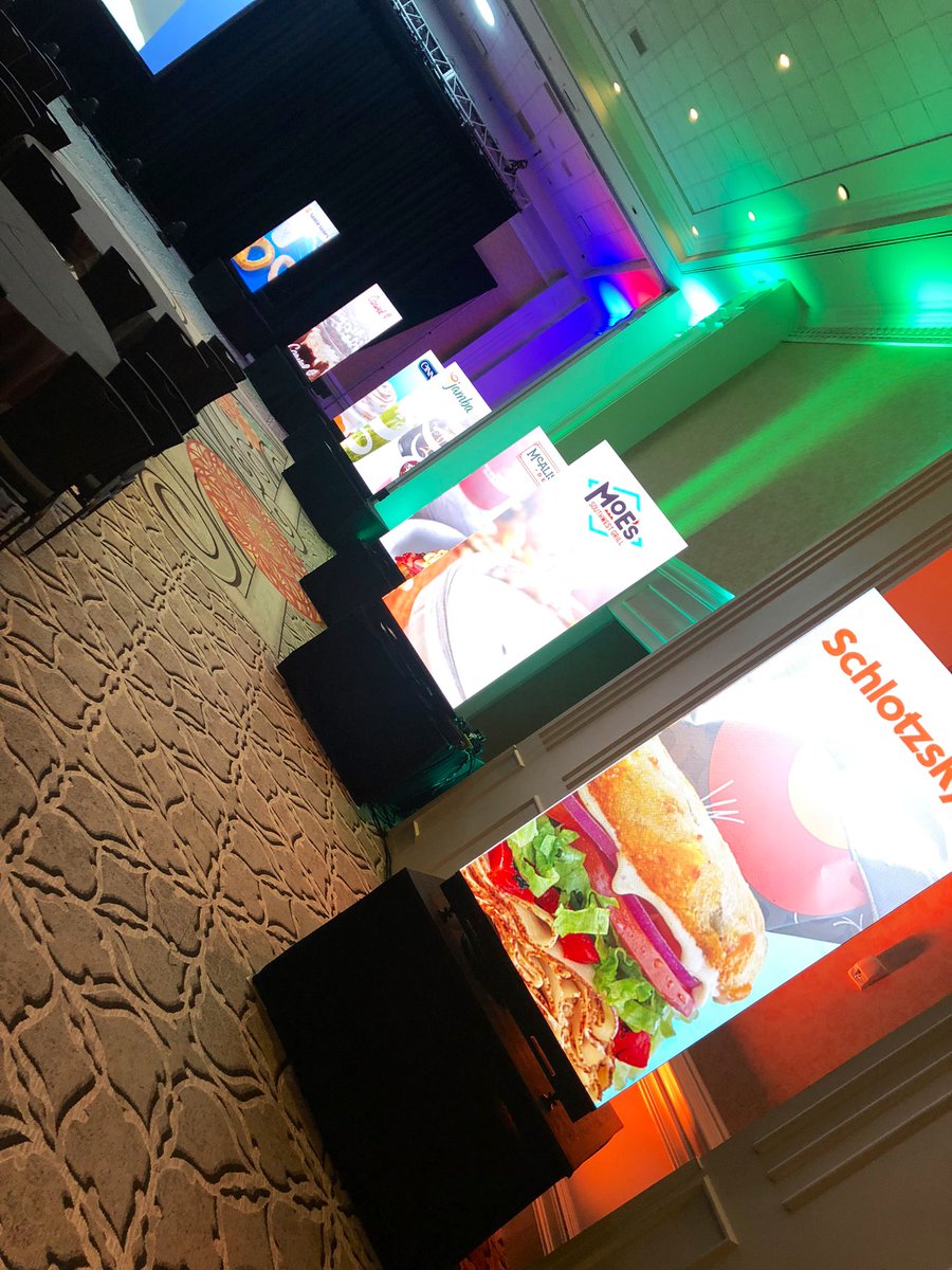 kateo's tweet image. We got any @Cinnabon fans in the house? Or @AuntieAnnes, @Moes_HQ, or @JambaJuice, or any of these other fine brands pictured and tagged? I’m just about salivating as I get ready to deliver a #TechHumanist-style #DigitalTransformation keynote this morning for @FOCUSBRANDS. 🥨🌮🍦