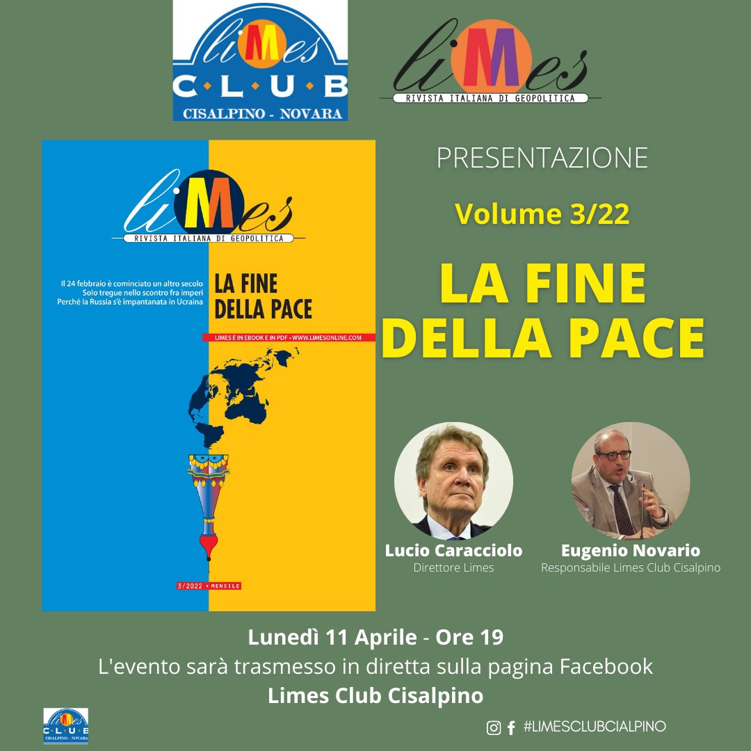 tiloading's tweet photo. Questa sera, alle ore 19, sulla pagina Facebook #LimesClubCisalpino (https://t.co/758CH8TOss) presenteremo in diretta il nuovo numero di @limesonline insieme al suo direttore @CaraccioloLucio.

Appuntamento imperdibile, non mancate!

#Russia #Ucraina #Limes https://t.co/BwKn64x8qE