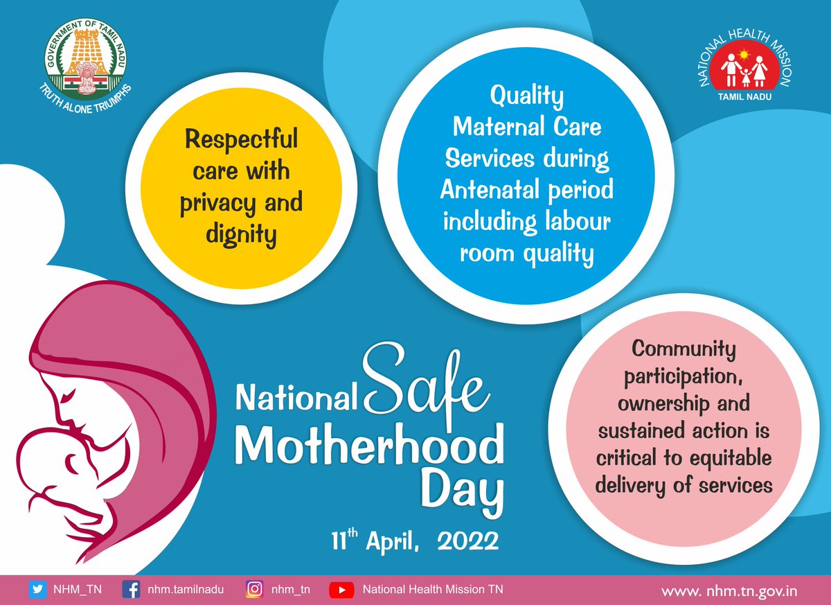 Happy #NationalSafeMotherhoodDay! Since 2003,this day is celebrated to raise #awareness about adequate #access to care during #pregnancy, #childbirth, postnatal services and also the prevention of #childmarriage. @MoHFW_INDIA @PIB_India @pibchennai @dphrelief