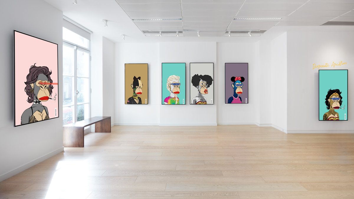 𝗗𝗲𝘀𝗽𝗲𝗿𝗮𝘁𝗲 𝗔𝗽𝗲𝗪𝗶𝘃𝗲𝘀 𝘅 𝗢𝗺𝗲𝗿 𝗧𝗶𝗿𝗼𝗰𝗵𝗲 𝗚𝗮𝗹𝗹𝗲𝗿𝘆 on view in the gallery through May 6th!

ow.ly/vzYY50IzSzS

#desperateapewives #daw #nft #nfts #londonexhibition #omertirochegallery
