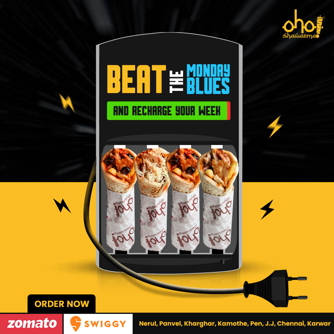 OhoShawarma's tweet photo. Do you often experience Monday blues? Try our Shawarmas to instantly lift your mood. Research has shown that Chicken contains protein, happiness and endorphins that can be extremely effective in boosting the mood and swatting away the blues. https://t.co/klVmwkNVVZ