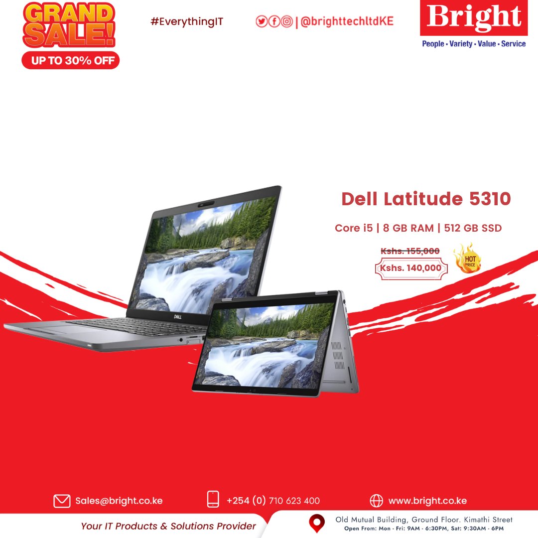 brighttechltdKE's tweet photo. Dell Latitude 5310 is great for productivity with a design that's sleek and modern. Power through the day with the world's longest battery life in a 13" mainstream business laptop.
WhatsApp: https://t.co/1eyNEccLS0
Call: 0710 623 400
#ShopOnline #ShopatBright #EverythingIT https://t.co/YjPjKl0TES