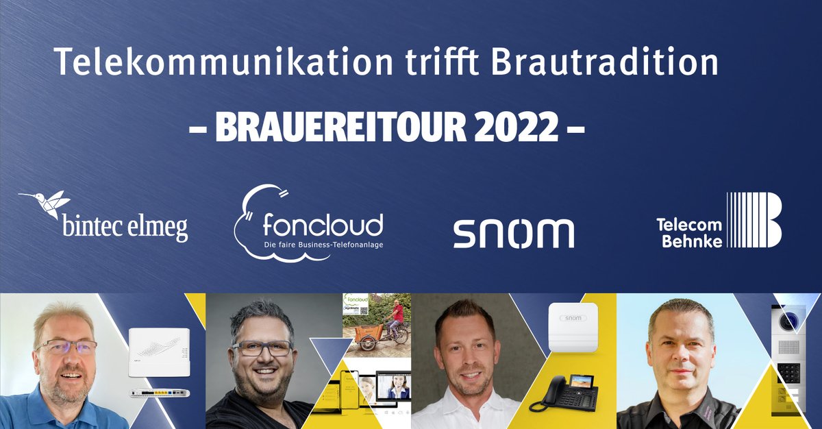 snom's tweet photo. Die "Brauereitour 2022", eine Roadshow mit #bintecelmeg, #foncloud, #Snom und #TelecomBehnke. Vier Experten und eine große Portion Wissen. Eine Teilnahme ist vor Ort oder online möglich. Mehr Informationen und Registrierung: https://t.co/qlYzBmsF1z https://t.co/D0miaDyoGA