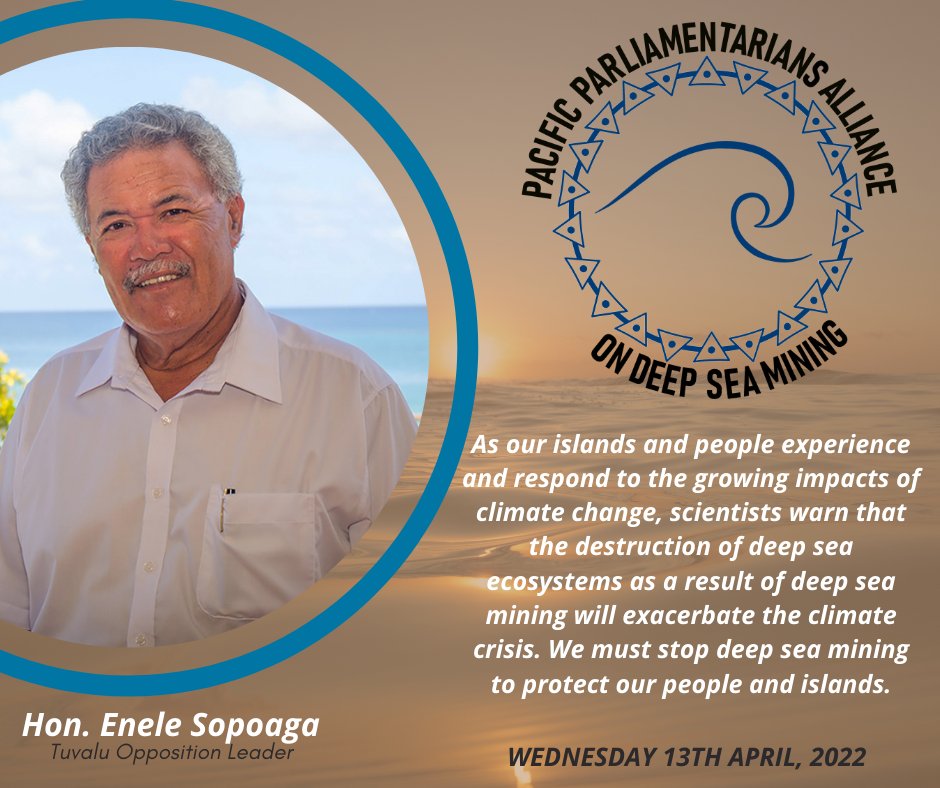 pacblueline's tweet photo. Calling for #ClimateJustice and the protection of our ocean against #OceanCrimes such as #DeepSeaMining.
Join Hon. Enele Sopoaga and other Pacific leaders for the official launch of #OurOceanCall.
Register now: https://t.co/w7uM4g1xam
#DefendOurOcean #BanDeepSeaMining https://t.co/lE6kvmJlUS