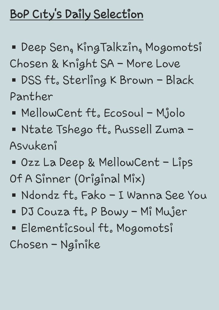 bopcitysoundz's tweet photo. Let's welcome the new week with open arms Deep House lovers 😇👏🏿🔥🎶 #SAHouseMusic
#TwitterForDeepAndSoulfulHouse https://t.co/w52Ws049a2
