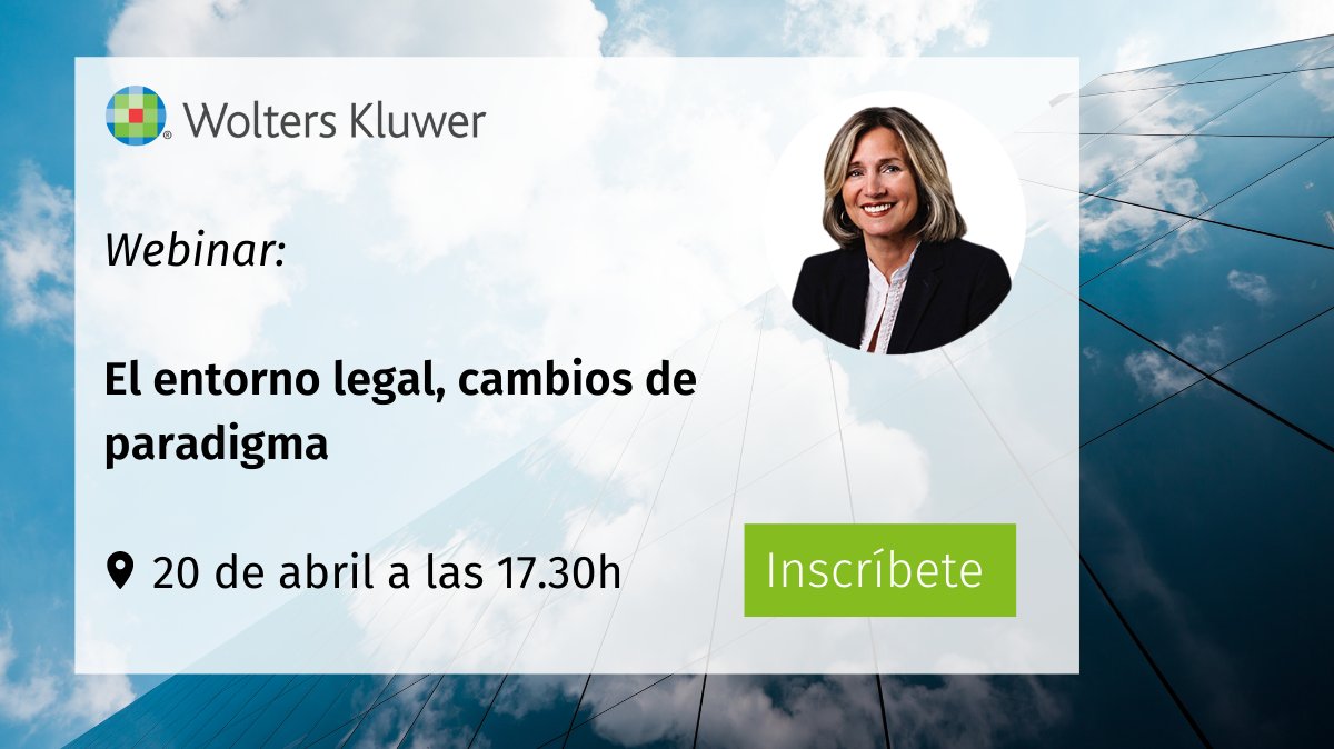 Os invito a asistir a la sesión “El entorno legal, cambios de paradigma”, que impartiré el próximo 20 de abril inaugurando el ciclo de conferencias #LegalTech presentado por <a href="/WoltersKluwerEs/">Wolters Kluwer España</a>. 
¡Os espero a todos! 
Inscripciones aquí: ow.ly/IPEP50IG7RQ
