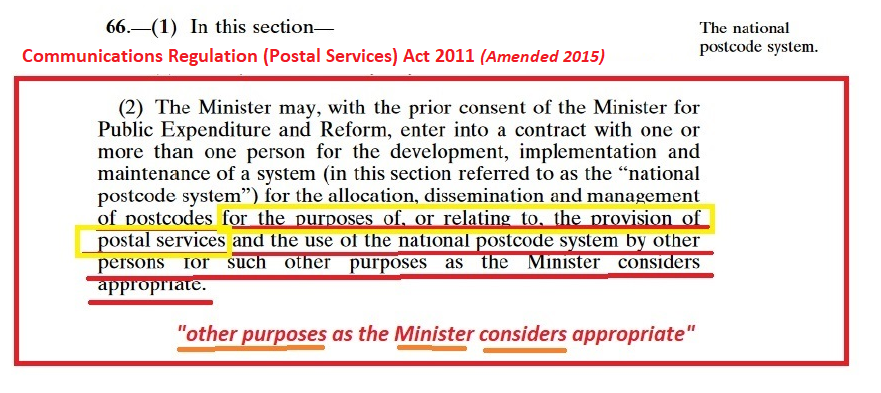 loc8code's tweet image. @MichaelC_IND_TD truth is your constituents cannot be denied a basic service like a phone or broadband unless @1Hildegarde has considered that an appropriate use of Eircode IAW the Postal Act. So ask her directly has she approved the disadvantage of citizens via Eircode #FIASCODE
