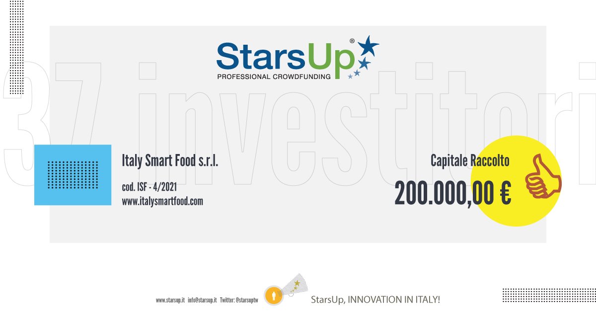 🟢Si è conclusa con il raggiungimento dell'obiettivo massimo (200.000 €) la raccolta della start-up Italy Smart Food s.r.l.
#startup #equitycrowdfunding #food #madeinItaly
infografica⬇️⬇️
starsup.it/news/23esima-c…