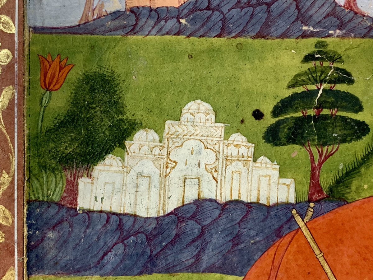 iamkristinesr's tweet photo. Three slightly wobbly-but rather lovely-palaces on the horizon of this muraqqa’ image Yusuf u Zulaikha.
@CBL_Dublin In 31.15, Joseph and Potiphar's Wife, Kashmir, 1770.
#CBLconservation #ManuscriptMonday https://t.co/T08jU9h7Yv