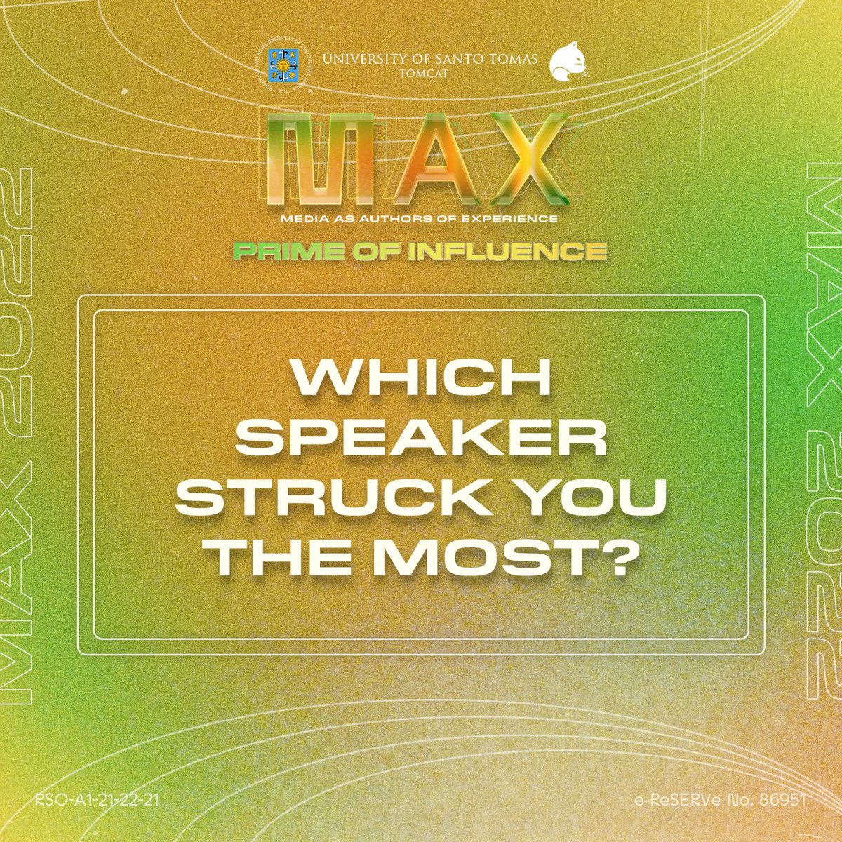 TOMCATust's tweet photo. Rekindle the moments during M.A.X. 2022: #PrimeOfInfluence
See what left an impact on you by answering the game boards below. The best answers will win a prize!
#MAX2022 https://t.co/rpq52ryxt8