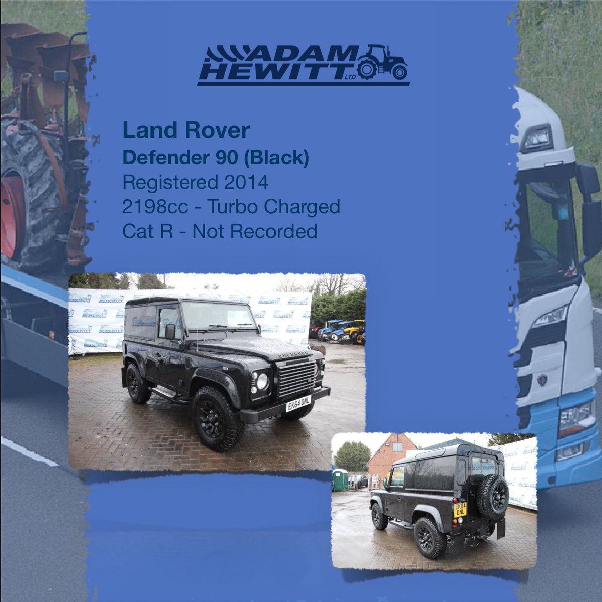 ⬛️LAND ROVER⬛️ Check out this Defender from our Auction ending on the 19th April, for more details including a video walk around, visit the link below! adamhewitt.com/bidding/agri-p… #LandRover #Defender #LandRoverUK #AdamHewittLtd