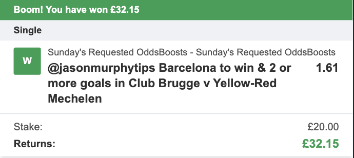 JamesMurphyTips's tweet photo. 2 steps ticked off in our £10-£500 Challenge, around 4 to go! ✅✅

Great to also nail our Both Teams To Score Treble yesterday too, for a bit of a cherry on top.

Always quality over quantity here - and wait until you see what I have for you today! 😍

18+, Gamble Responsibly. https://t.co/vEWiYsqGka