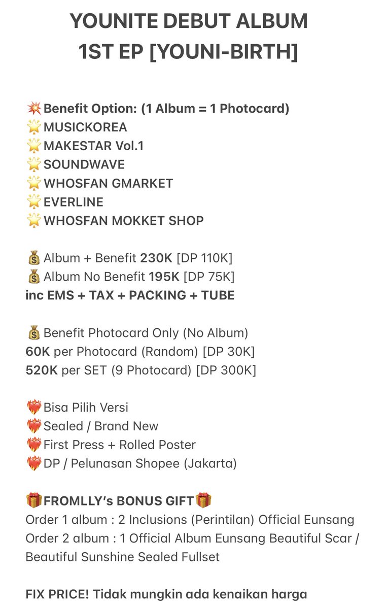 FROMLLY's tweet photo. - 𝙛𝙧𝙤𝙢𝙡𝙡𝙮❦ INA PO / PREORDER -

YOUNITE 1ST EP [YOUNI-BIRTH]

Benefit MusicKorea / Makestar / Soundwave / Whosfan Gmarket / Everline / Mokketshop

💙Album Sealed First Press + Poster
💙Bonus Gift
💙Fix Price
💙GO LINE
💙DP / PLSN 🍊

🛒 https://t.co/IrbEKUzFss

#POfromlly https://t.co/gI45MQfyXy