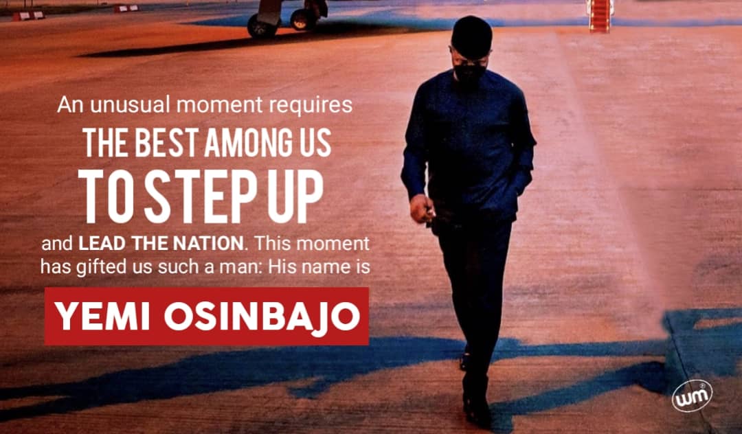 Why #OsinbajoPresidency is BEST for Nigeria 2023:

An unusual moment requires the best of us to step up and lead the nation. This moment has gifted us such a man: his name is Yemi Osinbajo.

#OsinbajoDeclares
#OsinbajoIsRunning