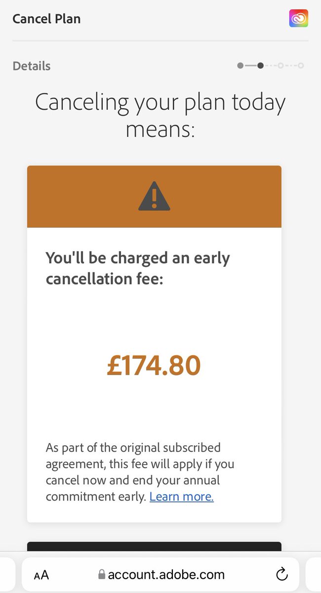 JamieGTravel's tweet photo. So I enjoy Adobe products, having used them now for around 15 years. I decided to try and cancel my Adobe plan as right now I’m not really using their programs that much and Adobe charge £49 a month to use their products so wanted to save a few months from paying that, maybe not https://t.co/61pzTLFV2H