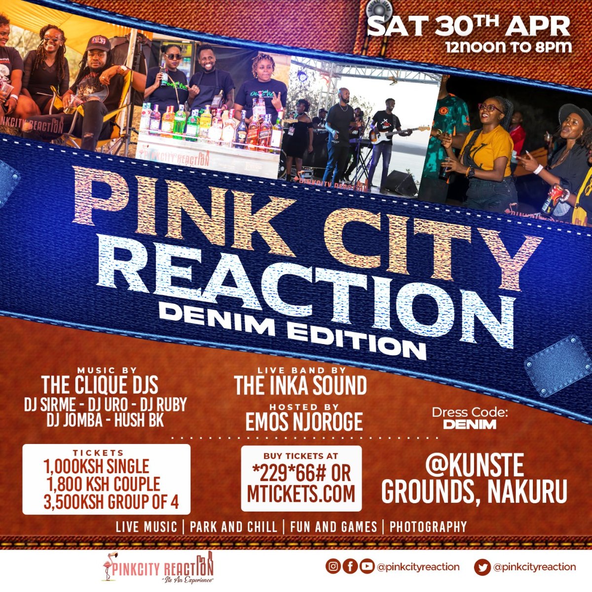 EmosNjoroge's tweet image. Sasa tuvae tu denim turudi soko on 30th April at Kunste Grounds for @pinkcityreactio  Denim Edition..

Dial *229*66# to get your tickets or visit Mtickets mtickets.com/buy/pink-city-…

1,000ksh individual 
1,800 ksh couple 
3,500ksh group of 4
#pinkcityreaction #denim