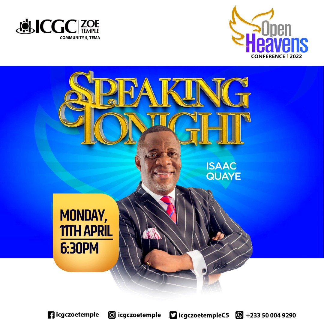 Awurabapreba's tweet photo. This is the day the LORD has made, Hallelujah!
Please join us this evening, 6:30 prompt @ ICGC ZOE TEMPLE, for the commencement of the OPEN HEAVENS CONFERENCE 2022. GOD'S presence and blessings await us, Amen!
#ZoeOHC22
#StartingTonight
#PleaseDontMissOut https://t.co/kBXxiv0Jfq