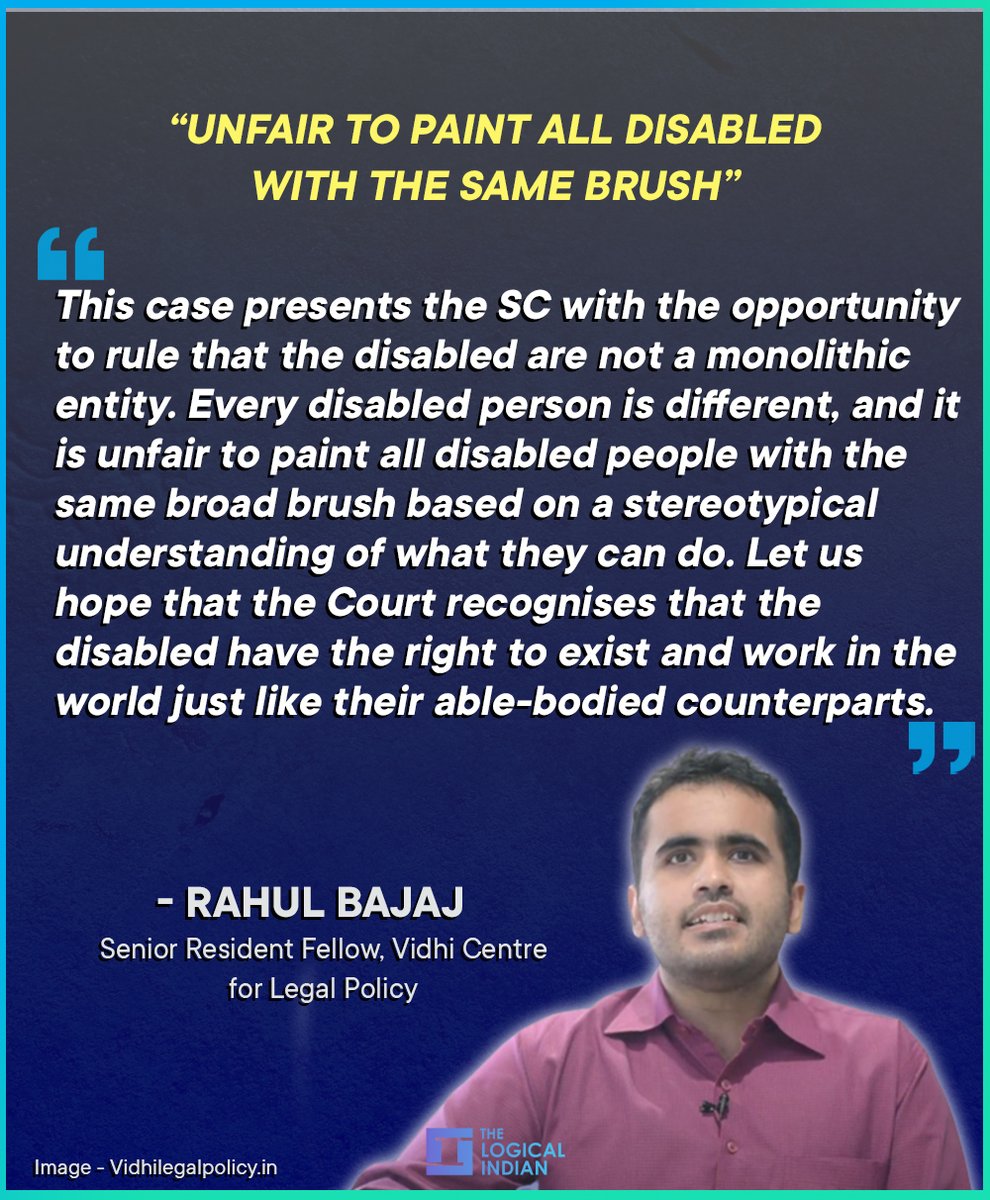 LogicalIndians's tweet image. #Rights - A case that the SC is currently hearing (National Platform for the Rights of the Disabled v. Department of Empowerment for Persons with Disabilities and Ors.) might allow it to articulate this standard. 

#personwithdisability #India #RightToWork