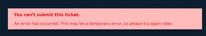 Pcis4000's tweet photo. @Blizzard_Ent |I'm trying to log a technical support ticket with you but keep getting this error https://t.co/MaZHeDWAQq