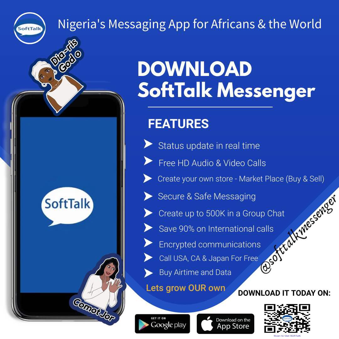 AsiwajuOladimej's tweet image. Download SoftTalk on Playstore and enjoy...
• Monthly free subscription to call specific destinations

• Monthly credit to call mobile&amp;amp; landlines in supported destinations.

• Calling your loved ones even when they are not connected to Internet

#SoftTalk #softtalkmessenger