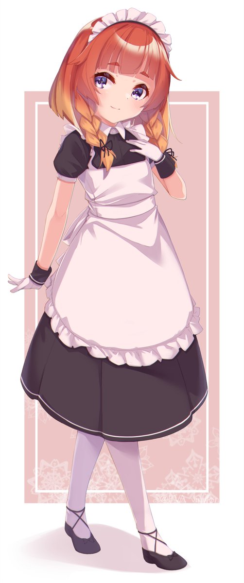 etorofu (kancolle) 1girl solo maid apron alternate costume maid headdress gloves  illustration images