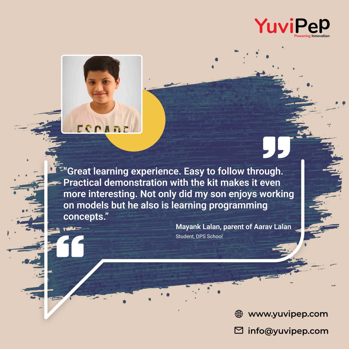 yuvipep's tweet photo. Hear what Parents and Students are saying about us.

#innovation #Robotics #programming #innovators https://t.co/LAASkqSdoj