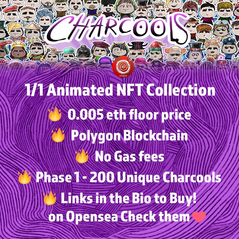 tasagraf's tweet photo. Charcools Collection Update
✅ https://t.co/uBNxztMhhb
✅ On @Opensea Polygon Blockchain
✅ No Gas Fee❗
✅ Charcools web page https://t.co/5Ra3w8URau
.
#nftart #nfts #nftcollectibles #nftcommunity #nftcollections #tasagraf #charcools #openseanft #cryptoart #nftprojects #nftdrops https://t.co/sYV9cwxvD5