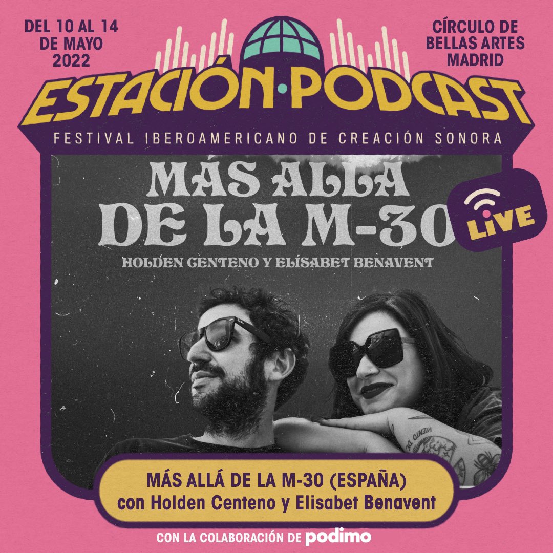 PodcastEstacion's tweet photo. Bienvenidas @Betacoqueta y @HoldenCenteno con vuestro #podcast “Más allá de la M-30” de @PodimoSpain a esta primera edición de @PodcastEstacion 🙌🏼 Nos vemos del 10 al 14 de mayo en @cbamadrid Organizado por @SpainMediaES y @subterfugeradio con la colaboración de @PodimoSpain 🎙 https://t.co/CqISIde8GU